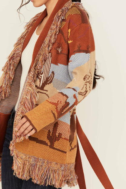 Idyllwind Women | Minette Western Scenic Fringe Cardigan