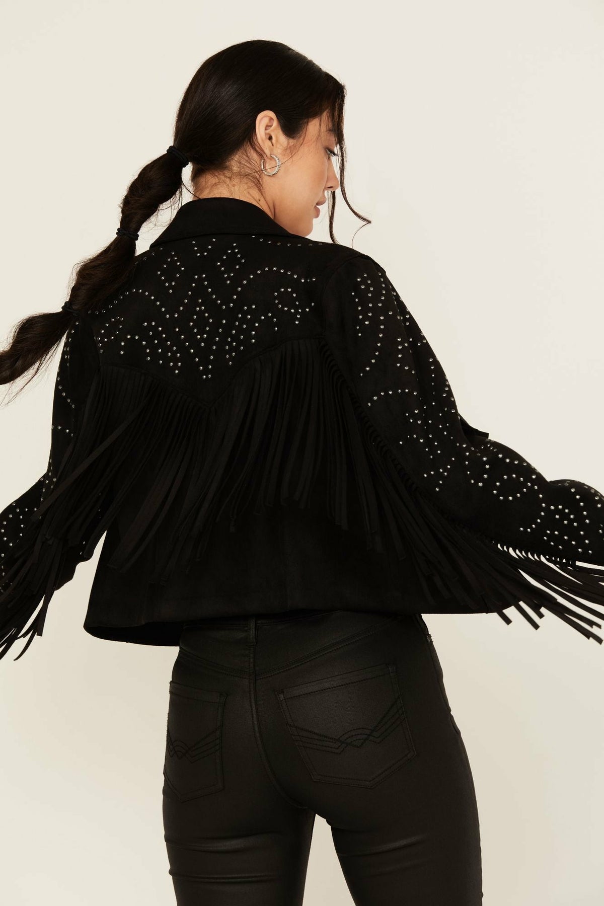 Idyllwind Women | Blair Fringe and Studded Faux Suede Snap Jacket