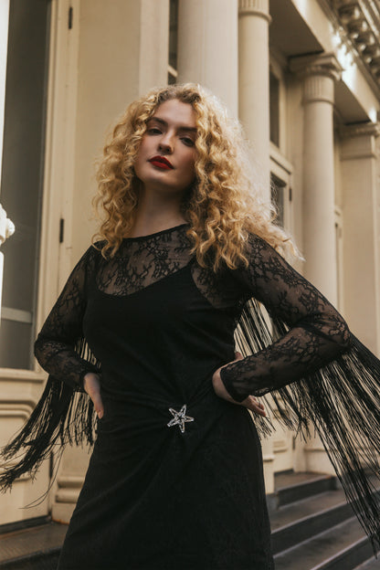 Idyllwind Women | Melvin Lace Fringe Long Sleeve Mini Dress