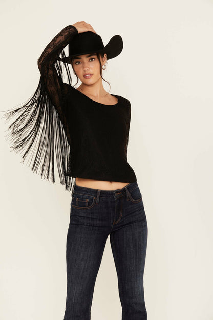 Idyllwind Women | Russello Lace Fringe Long Sleeve Shirt