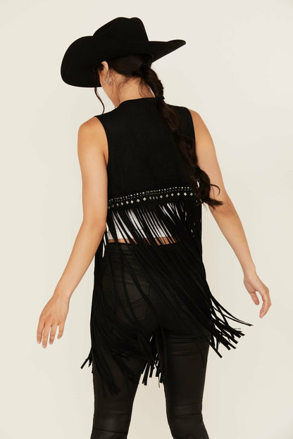 Idyllwind Women | Walnut Studded Fringe Faux Suede Vest