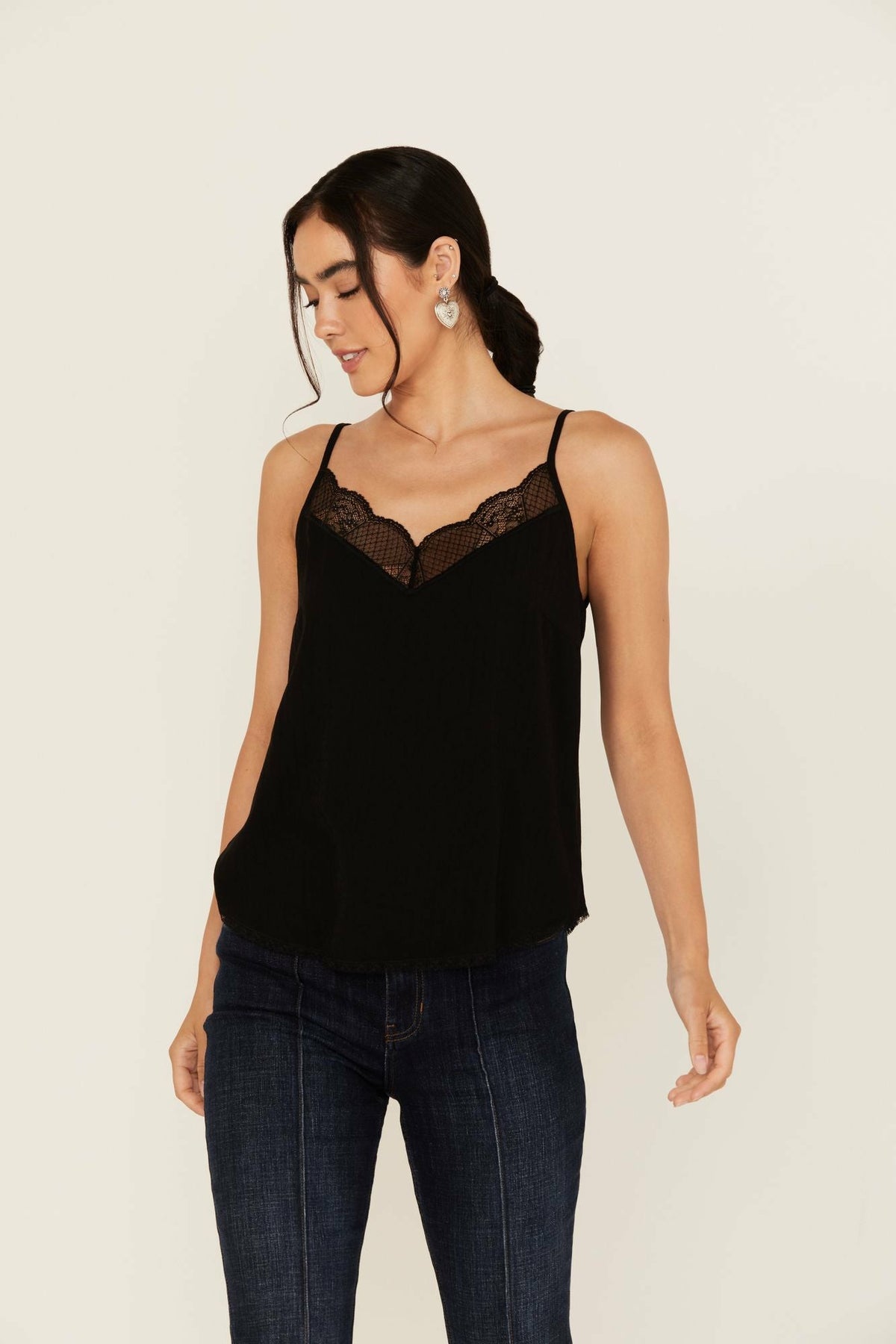 Idyllwind Women | Randa Solid Lace Trim Cami Tank
