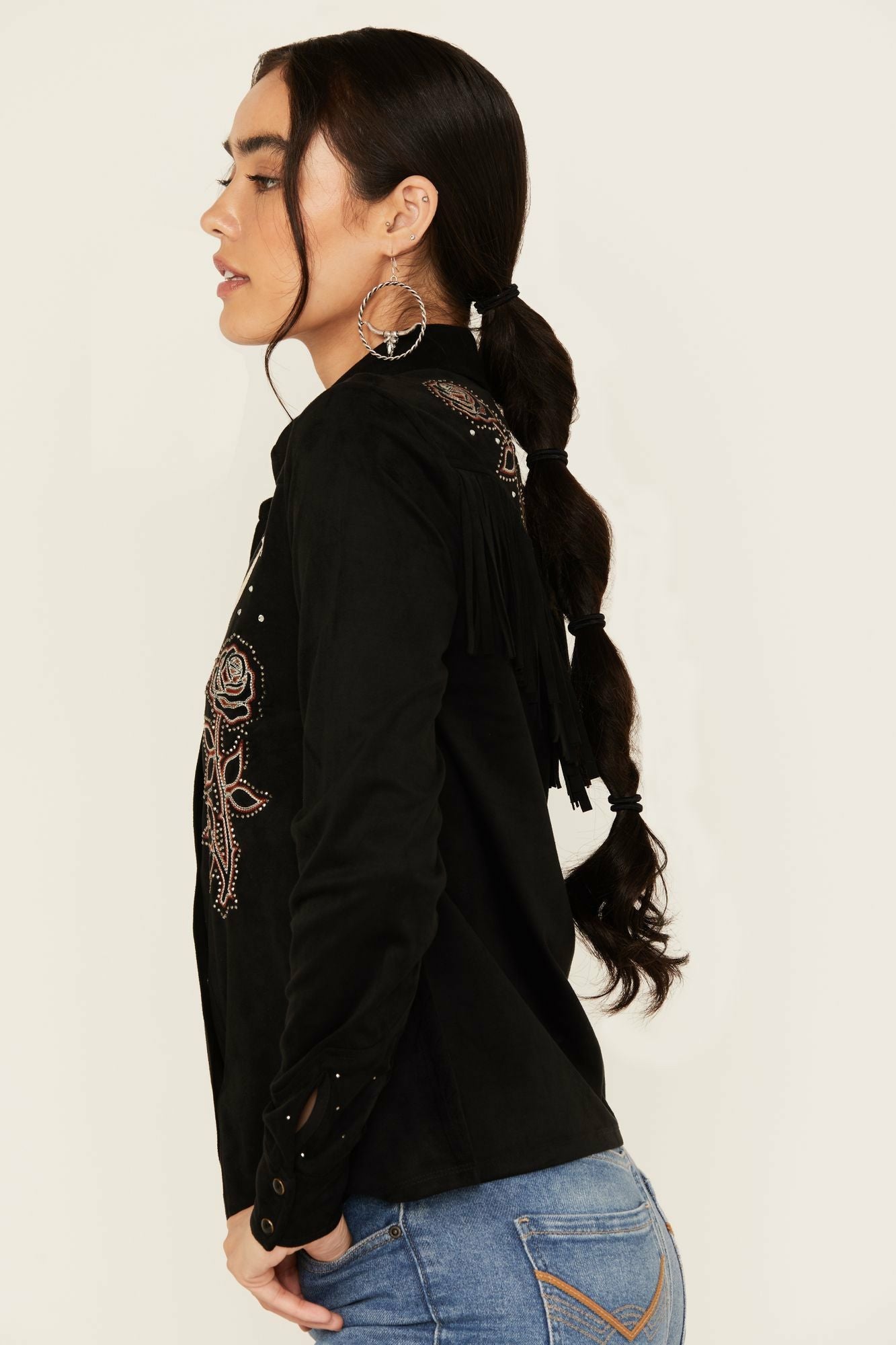 Idyllwind Women | Embroidered Faux Suede Long Sleeve Snap Western Shirt