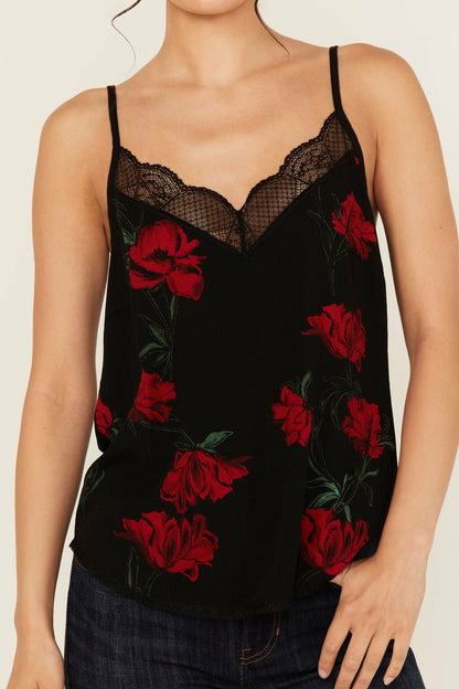Idyllwind Women | Chase Floral Print Lace Trim Cami Tank