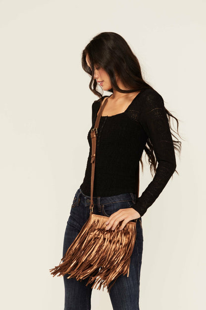 Idyllwind Women | Camarillo Metallic Fringe Suede Crossbody Bag