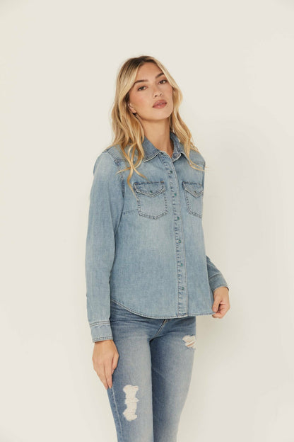Idyllwind Women | Medium Wash Long Sleeve Snap Denim Shirt
