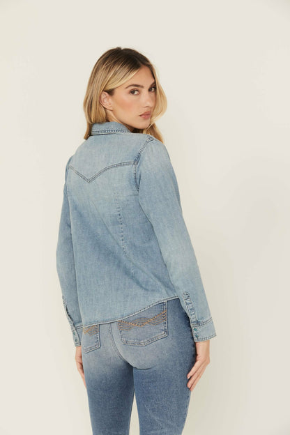 Idyllwind Women | Medium Wash Long Sleeve Snap Denim Shirt
