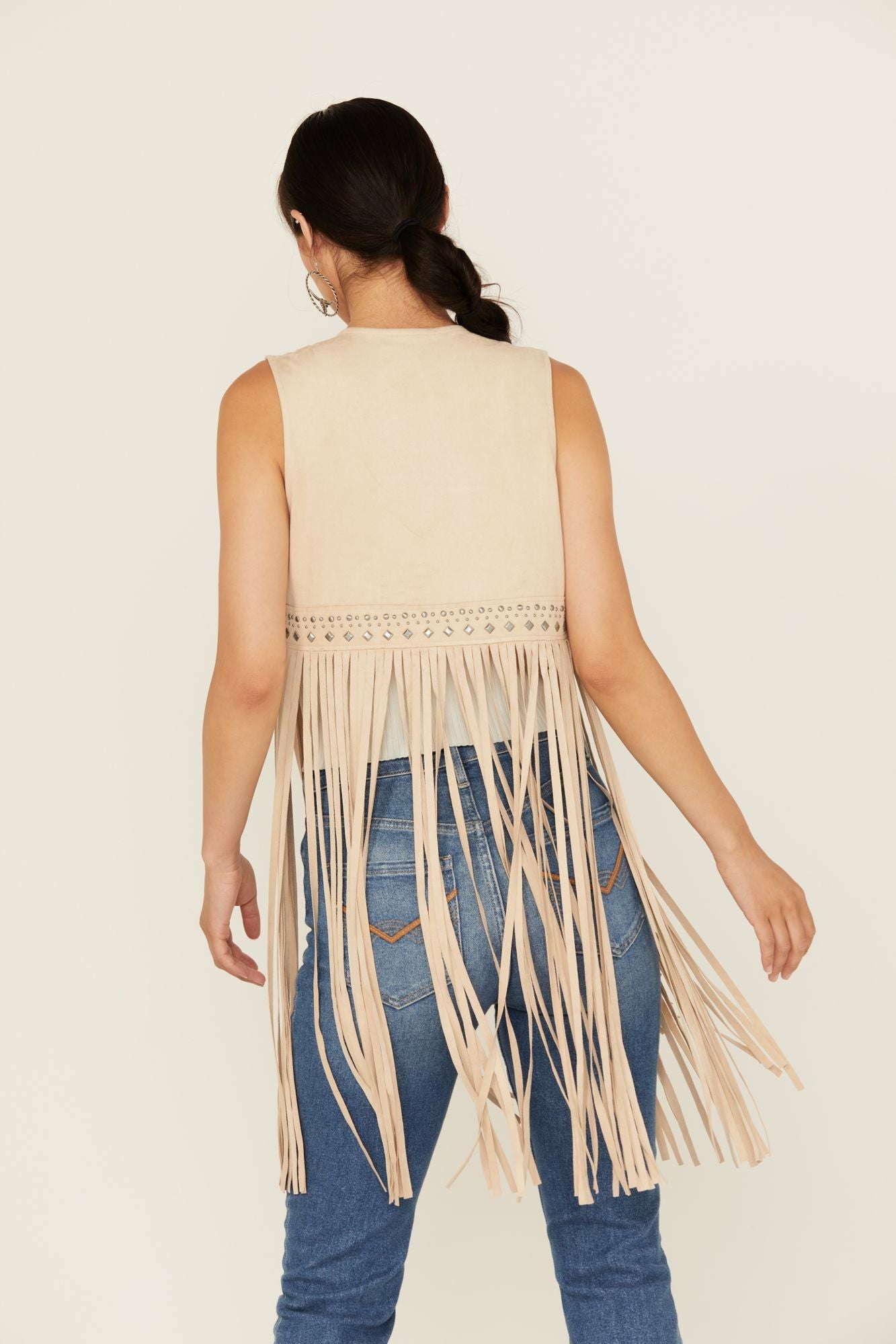 Idyllwind Women | Walnut Studded Fringe Faux Suede Vest