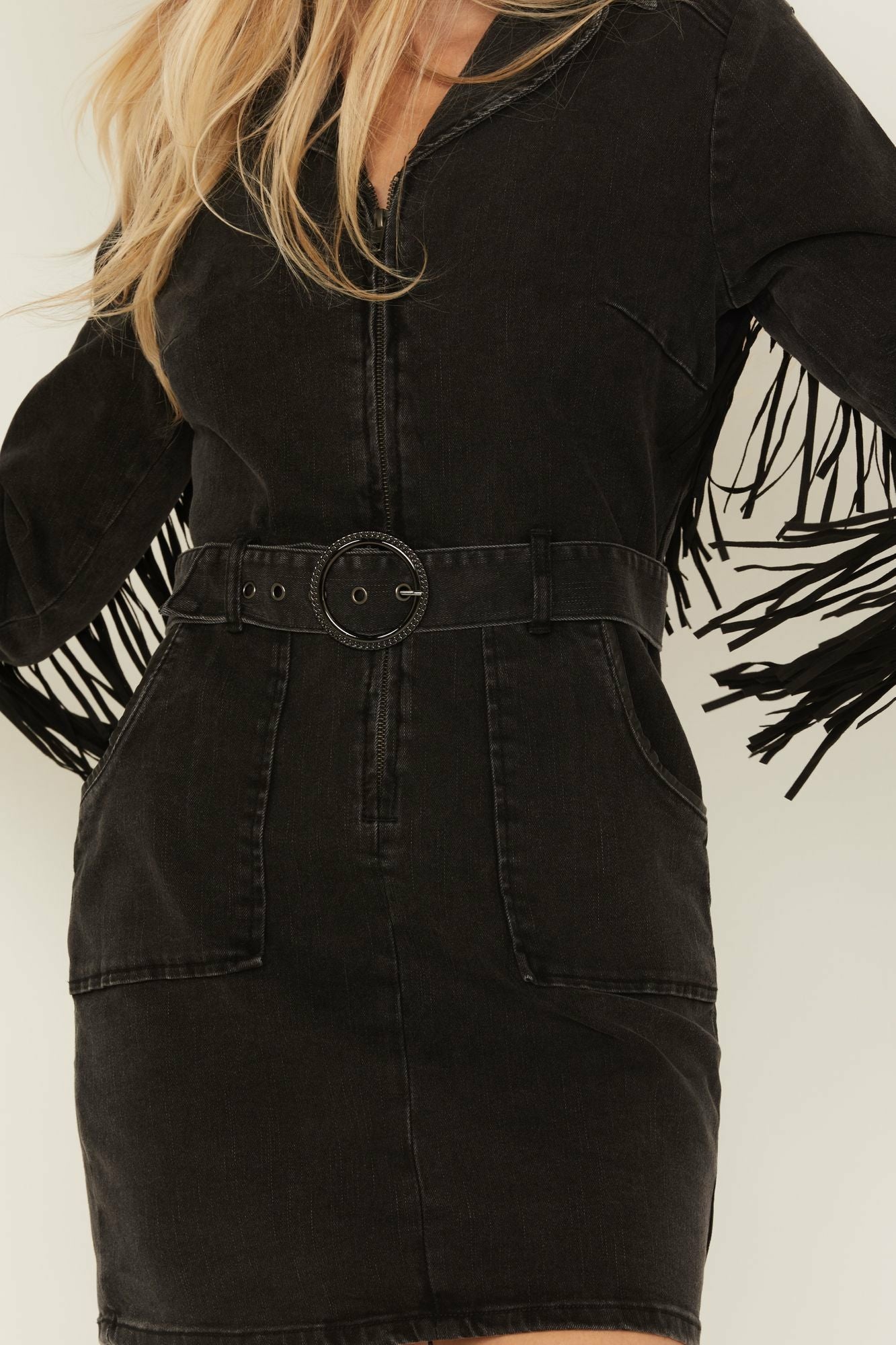 Idyllwind Women | Fringe Long Sleeve Stretch Denim Mini Dress