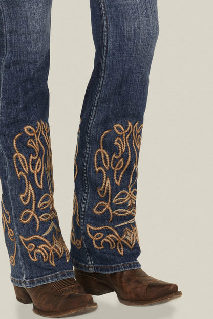Idyllwind Women | Hawkins Dark Wash Rebel Mid Rise Boot Stitch Super Stretch Denim Jeans