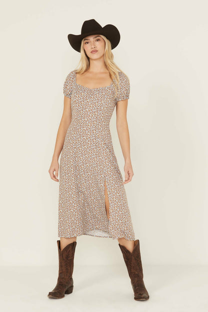 Idyllwind Women | Beth Ditsy Print Puff Sleeve Midi Dress