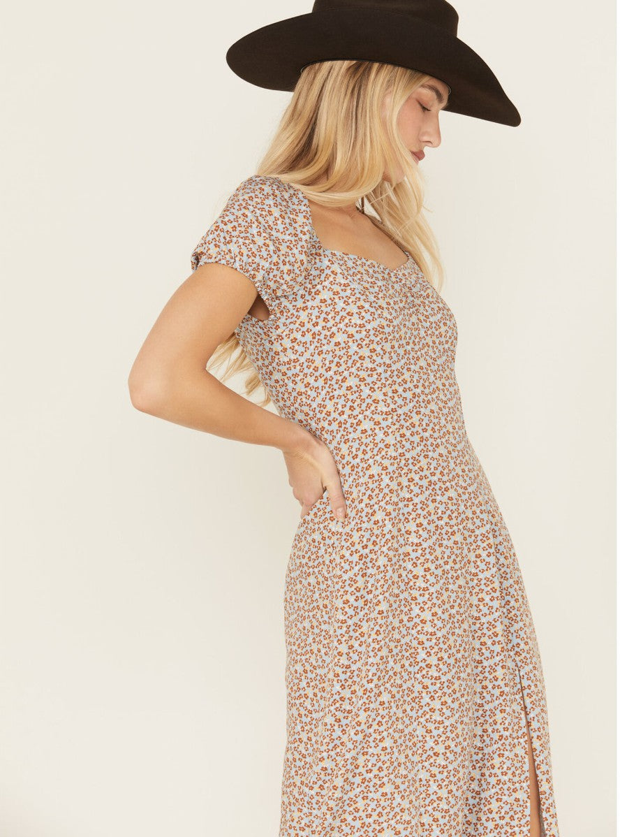 Idyllwind Women | Beth Ditsy Print Puff Sleeve Midi Dress