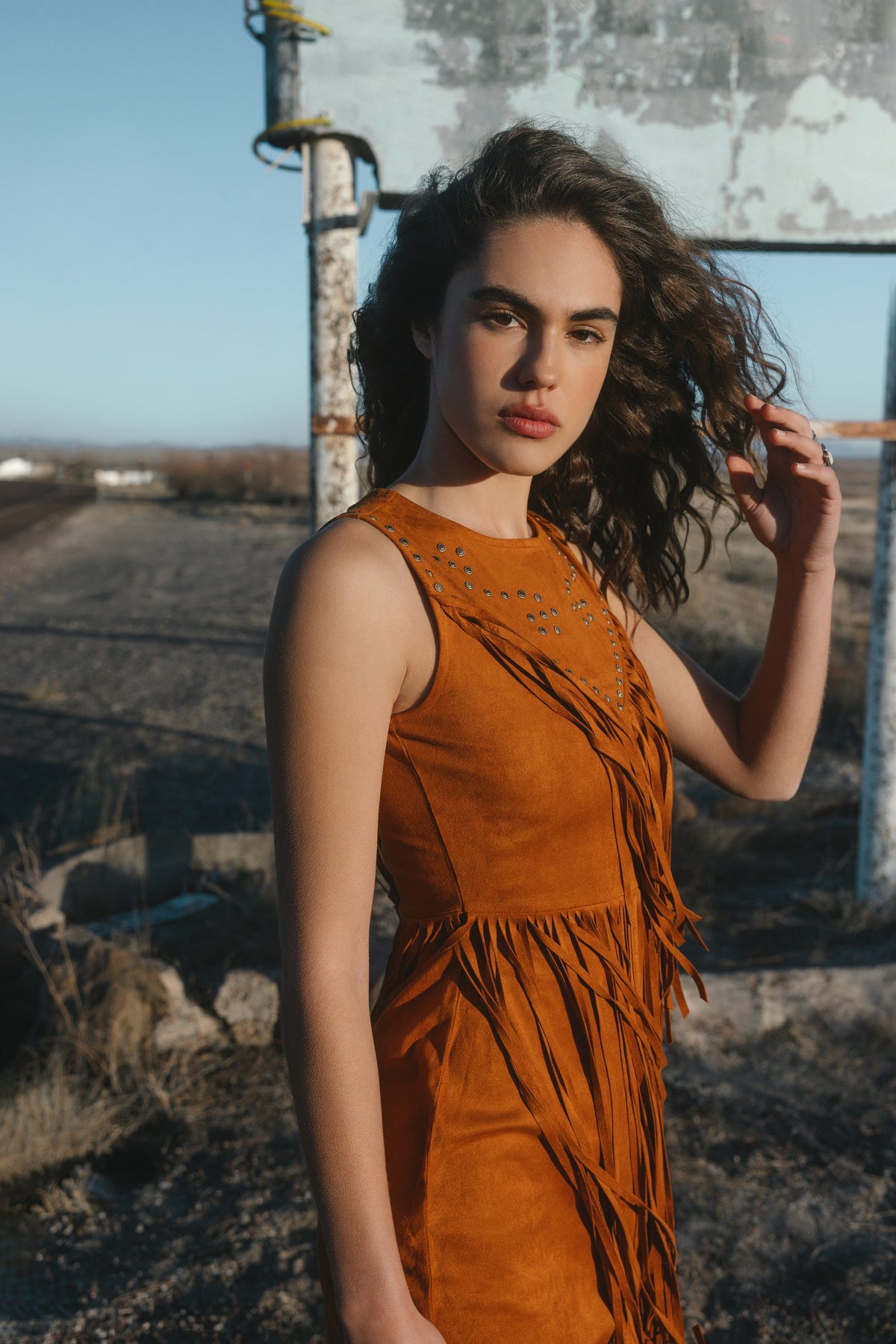 Idyllwind Women | Garland Studded Fringe Faux Suede Sleeveless Mini Dress