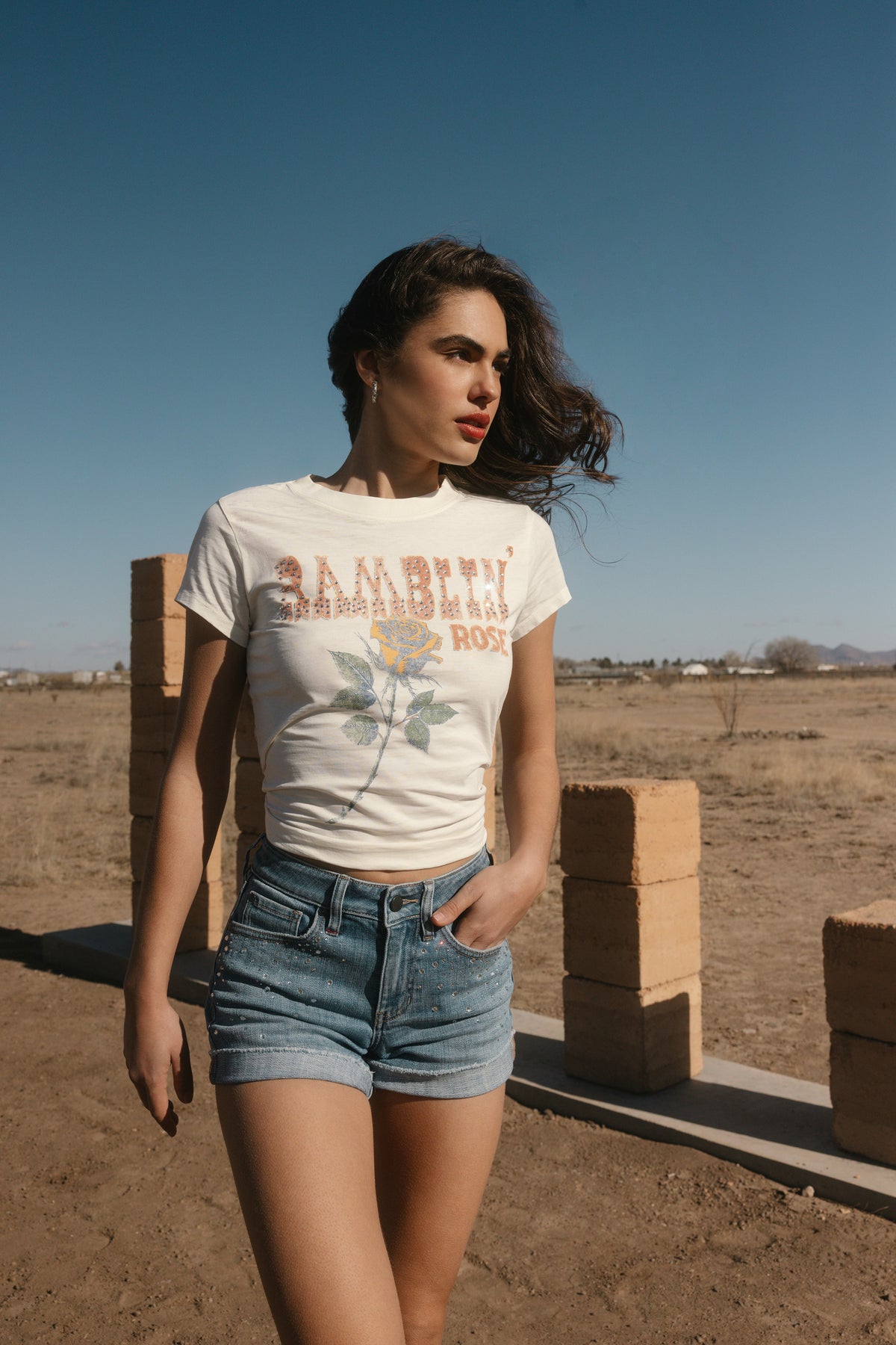 Idyllwind Women | Ramblin' Rose Trusty Embellished Short Sleeve Graphic Tee