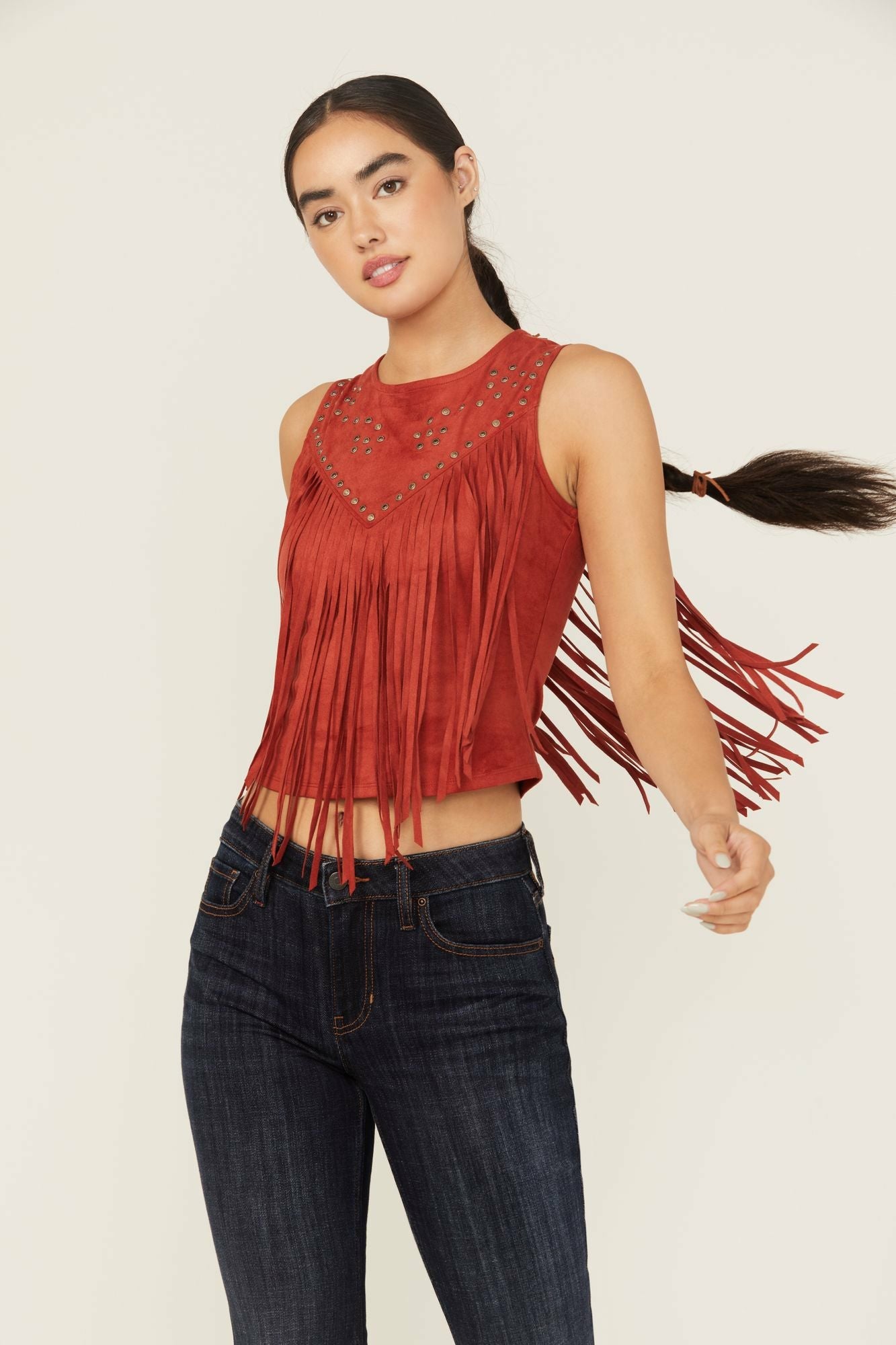 Idyllwind Women | Wylie Studded Fringe Faux Suede Sleeveless Shirt