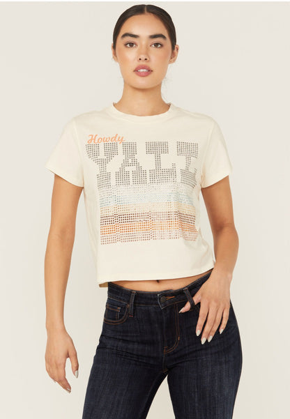 Idyllwind Women | Y'all Embellished Short Sleeve Cropped Graphic Tee
