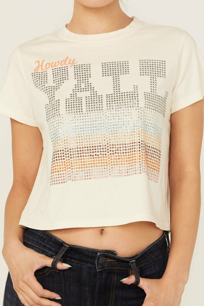Idyllwind Women | Y'all Embellished Short Sleeve Cropped Graphic Tee