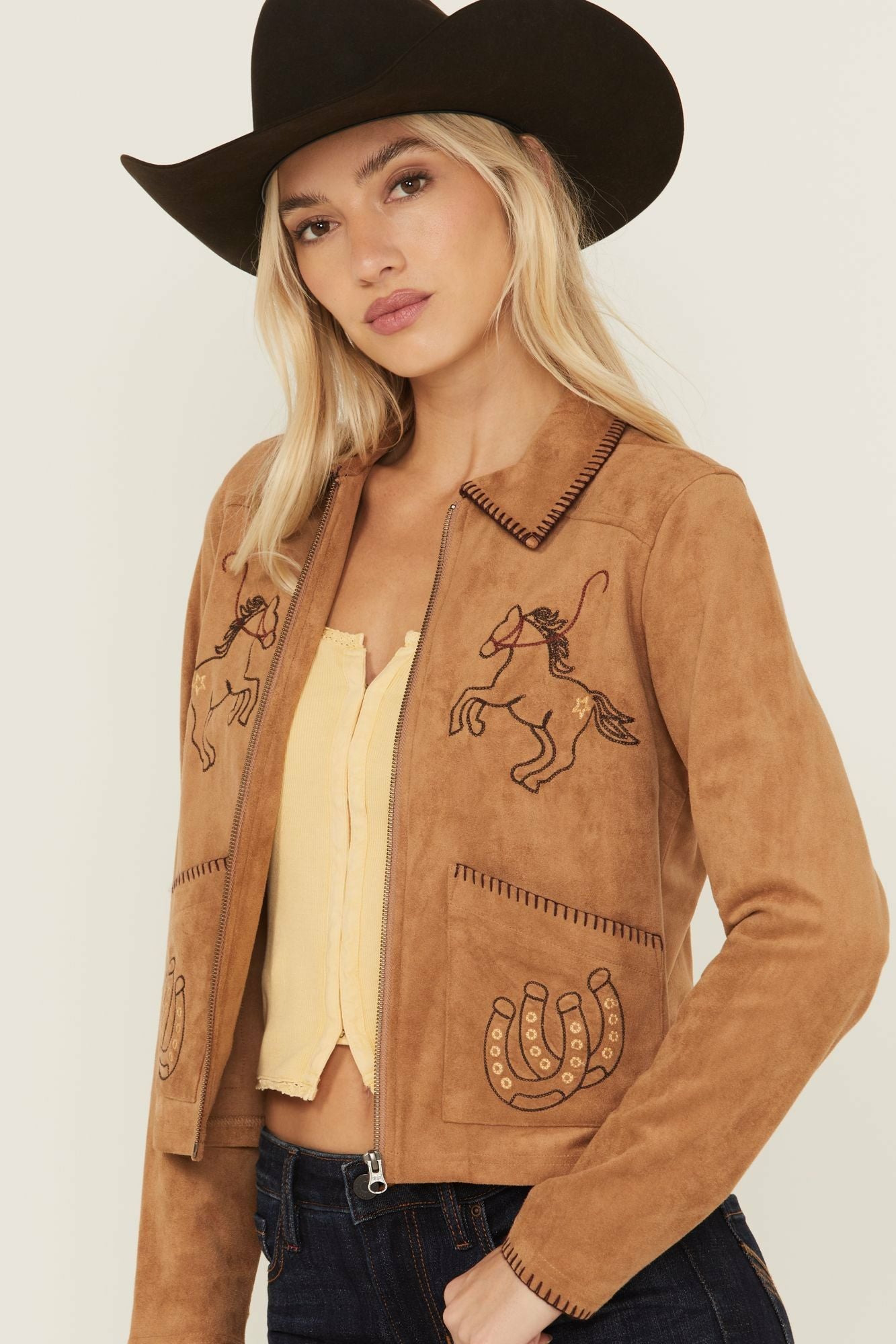 Idyllwind Women | Kileen Embroidered Faux Suede Jacket