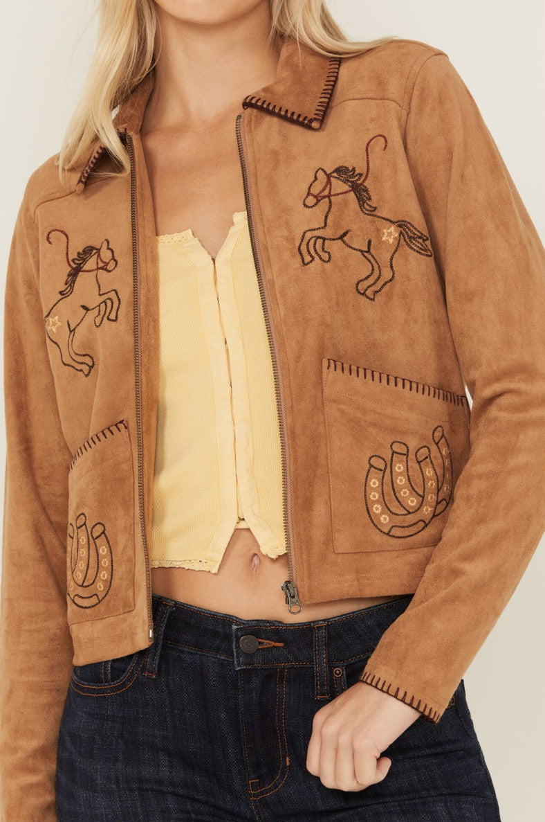 Idyllwind Women | Kileen Embroidered Faux Suede Jacket