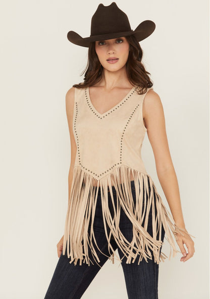 Idyllwind Women | Monticello Fringe Faux Suede Studded Tank