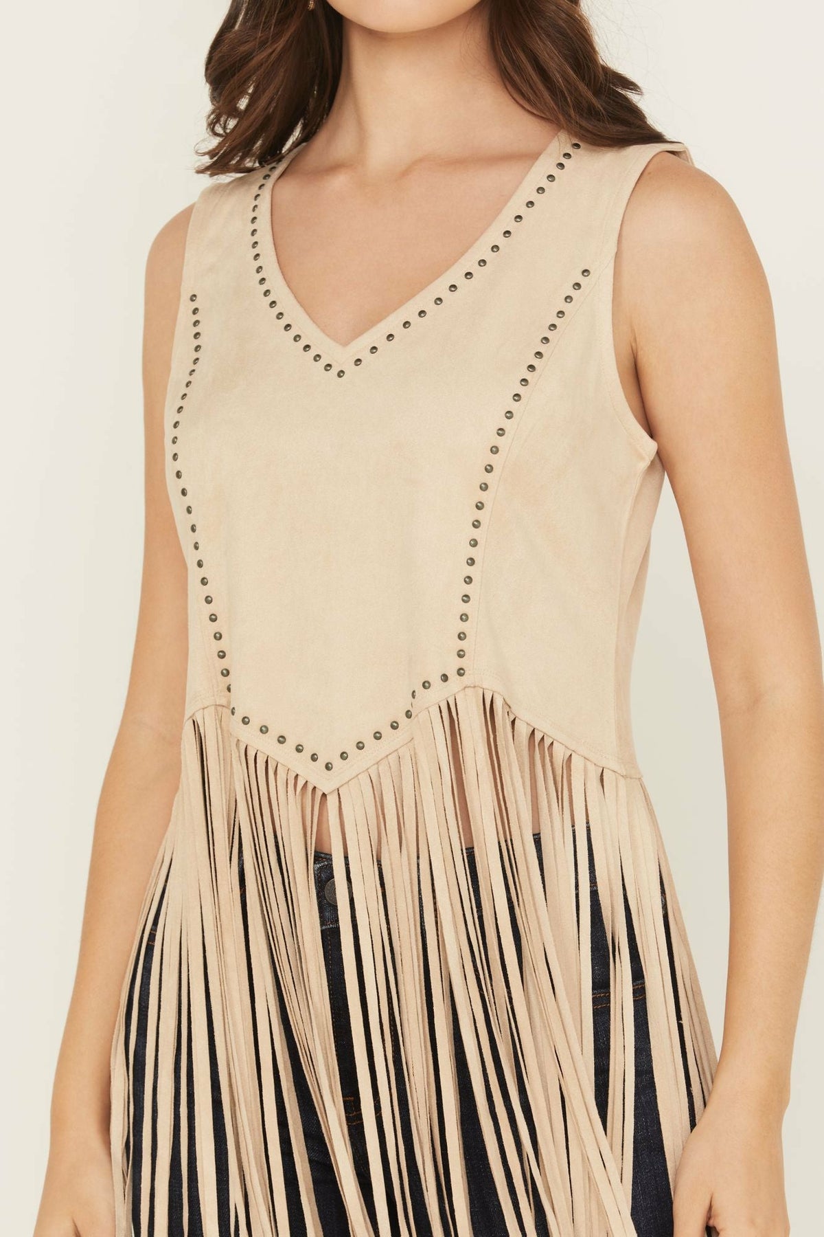 Idyllwind Women | Monticello Fringe Faux Suede Studded Tank