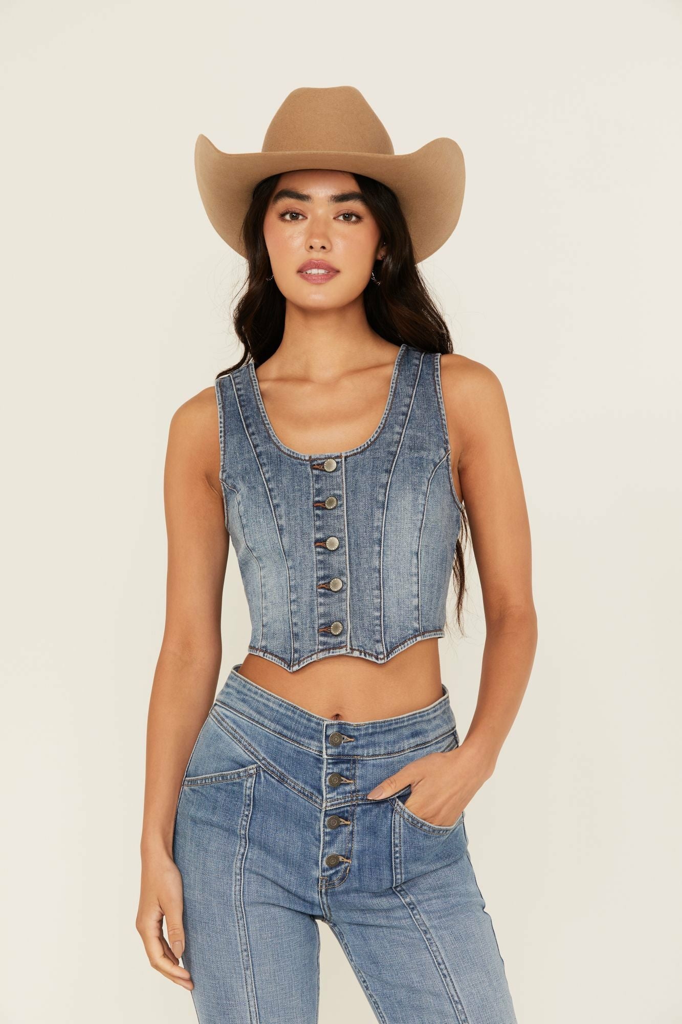 Idyllwind Women | Ivywood Medium Wash Stretch Denim Vest