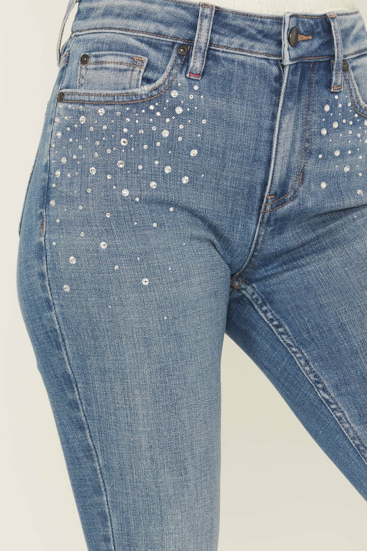 Idyllwind Women | Legend Medium Wash High Rise Rhinestone Studded Bootcut Super Stretch Denim Jeans