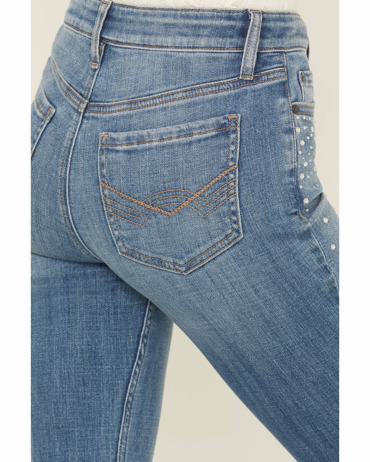 Idyllwind Women | Legend Medium Wash High Rise Rhinestone Studded Bootcut Super Stretch Denim Jeans