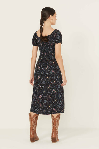 Idyllwind Women | Beth Jacquard Print Short Sleeve Midi Dress