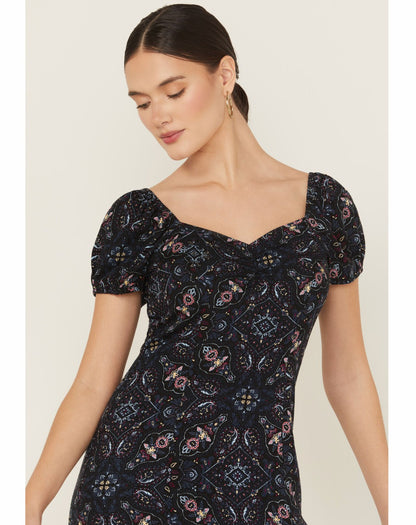 Idyllwind Women | Beth Jacquard Print Short Sleeve Midi Dress