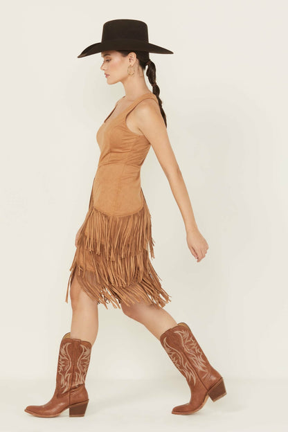 Idyllwind Women | Tina Faux Suede Fringe Mini Dress