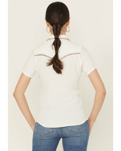 Idyllwind Women | Ivory Featherlight Short Sleeve Snap Stretch Western Shirt