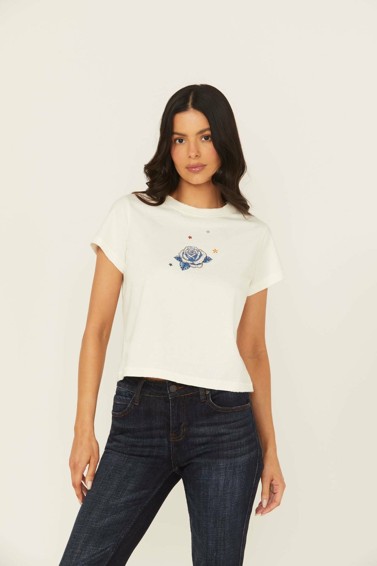 Idyllwind Women | Rhinestone Rose Short Sleeve Cropped Graphic Tee