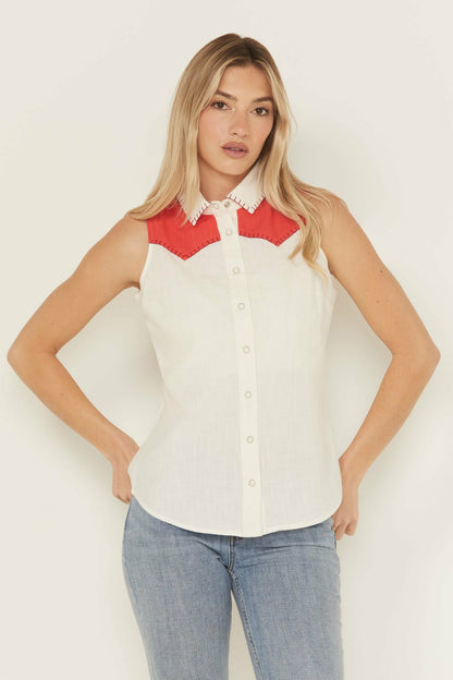 Idyllwind Women | Plainweave Contrast Yoke Sleeveless Snap Western Shirt
