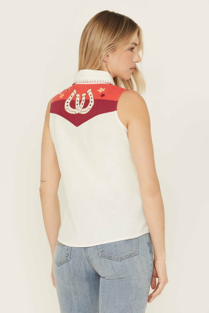 Idyllwind Women | Plainweave Contrast Yoke Sleeveless Snap Western Shirt