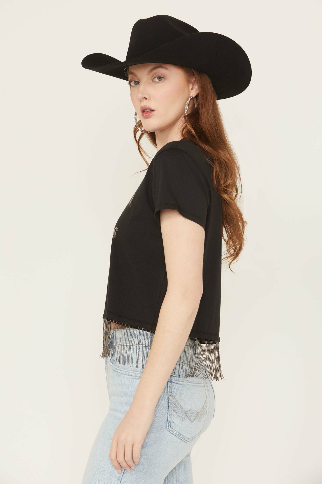 Idyllwind Women | Chase Tequila Ball Chain Fringe Short Sleeve Cropped Graphic Tee