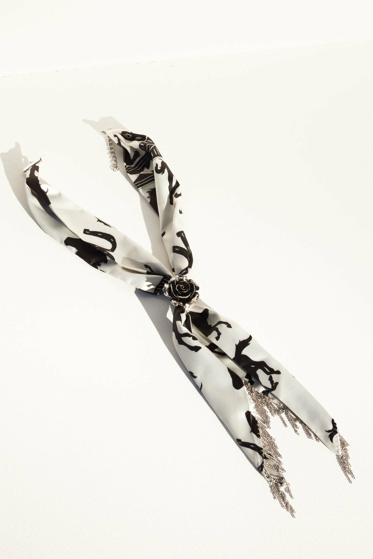 Idyllwind Women | Georgia Chain Fringe Bandana Necklace with Rose Slider