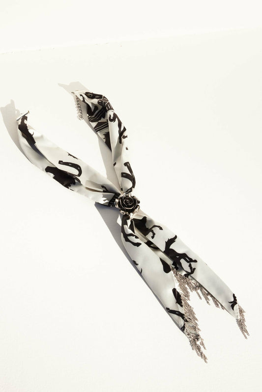 Idyllwind Women | Georgia Chain Fringe Bandana Necklace with Rose Slider