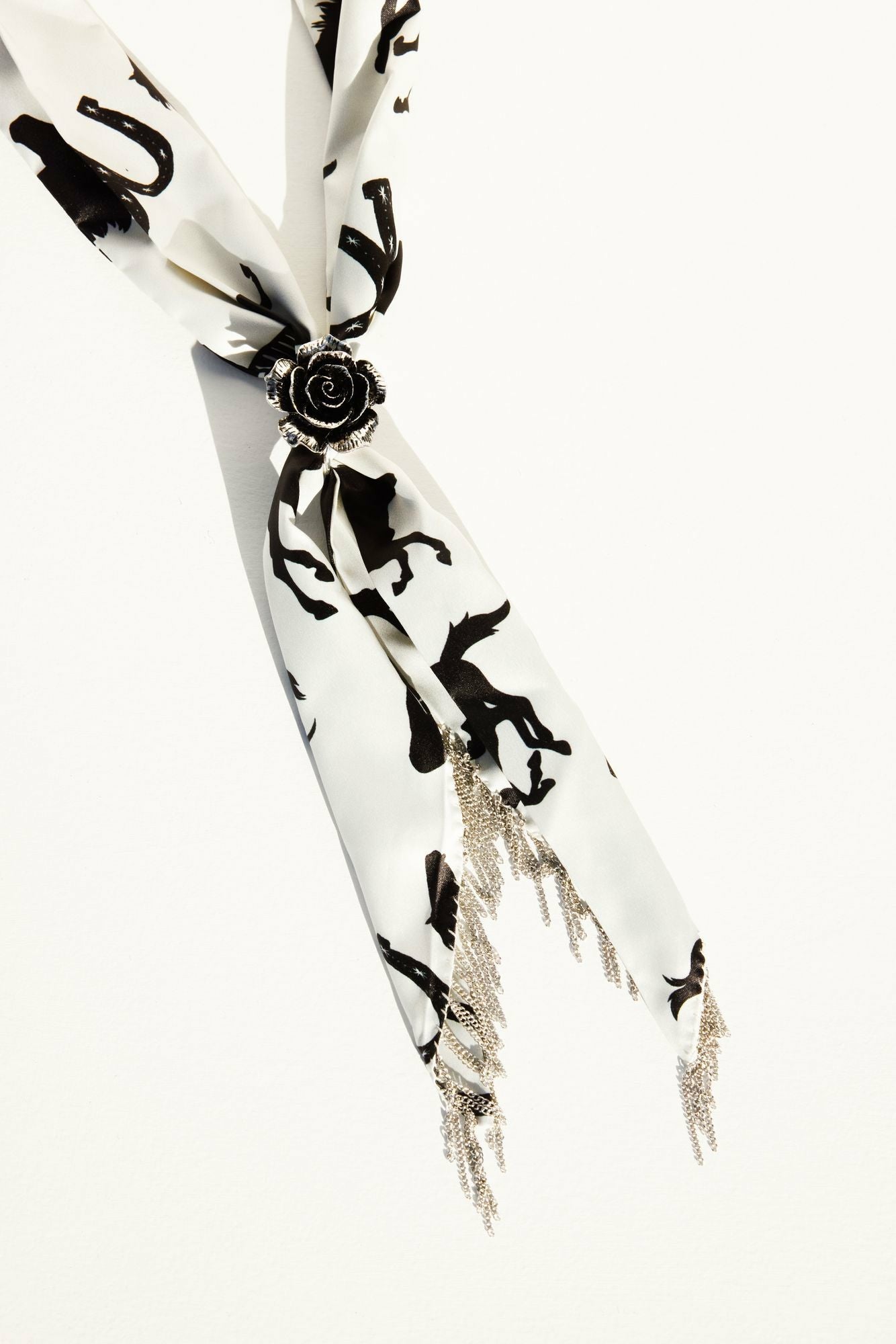 Idyllwind Women | Georgia Chain Fringe Bandana Necklace with Rose Slider