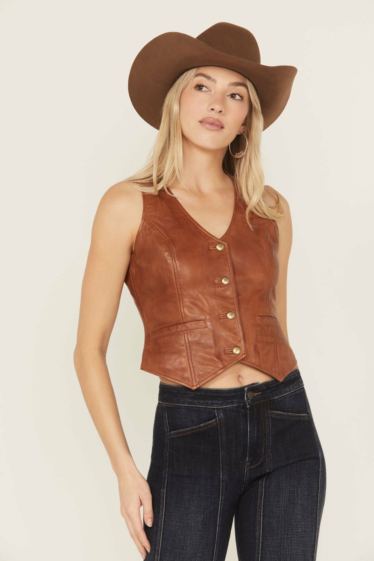 Idyllwind Women | Fitted Button-Down Leather Vest