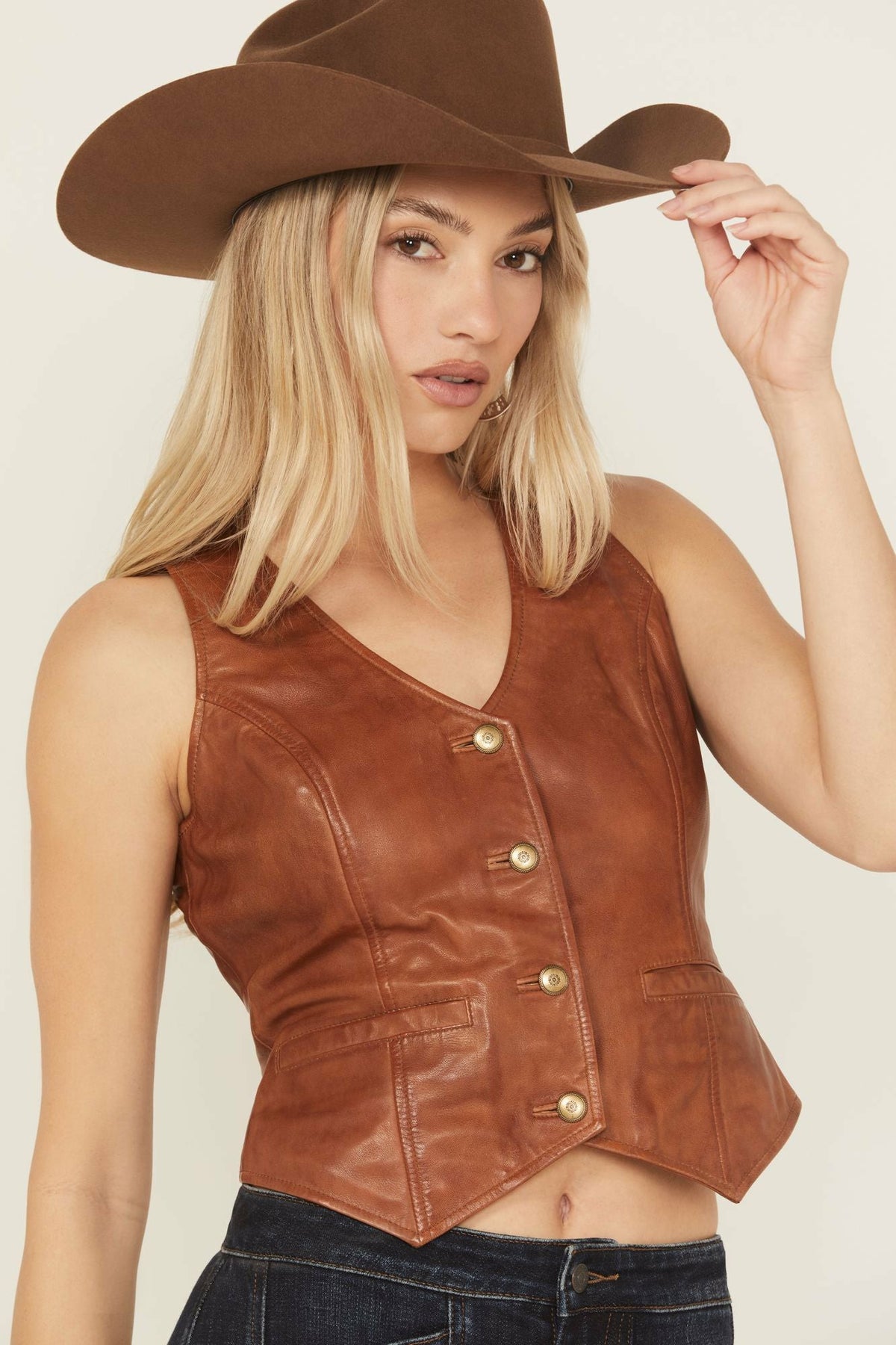 Idyllwind Women | Fitted Button-Down Leather Vest