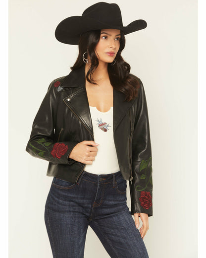 Idyllwind Women | Glenrose Floral Leather Jacket