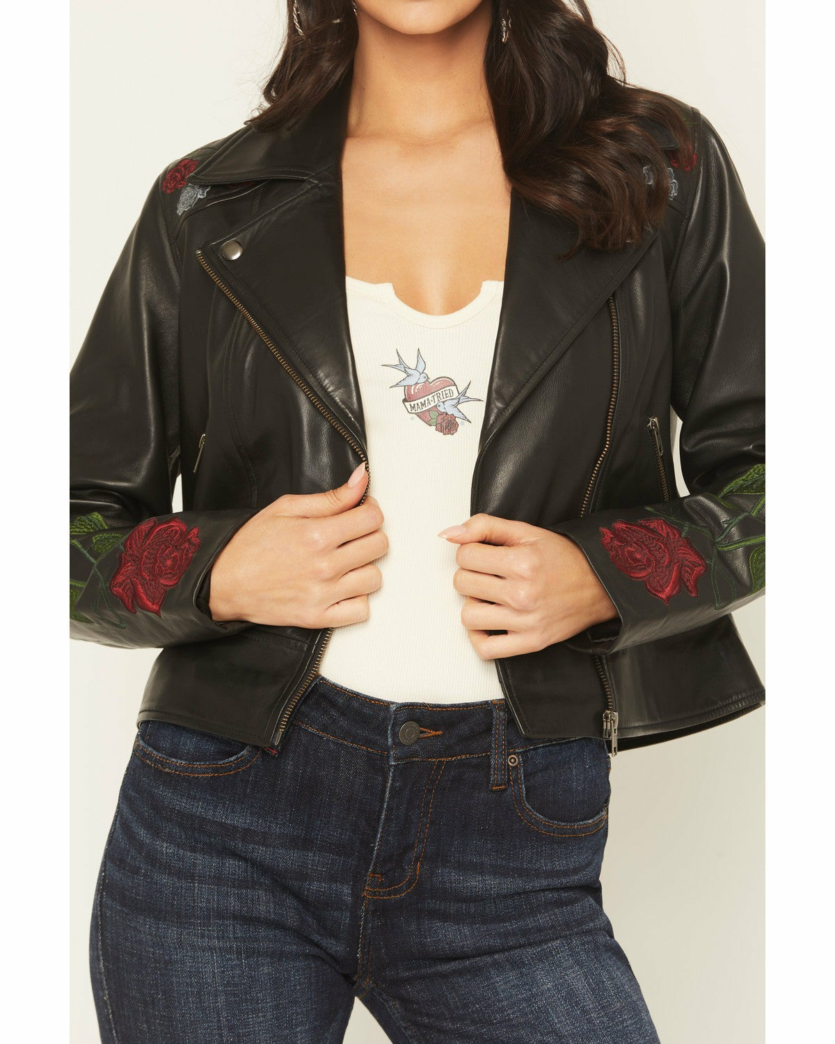 Idyllwind Women | Glenrose Floral Leather Jacket