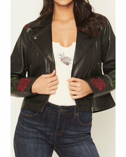 Idyllwind Women | Glenrose Floral Leather Jacket