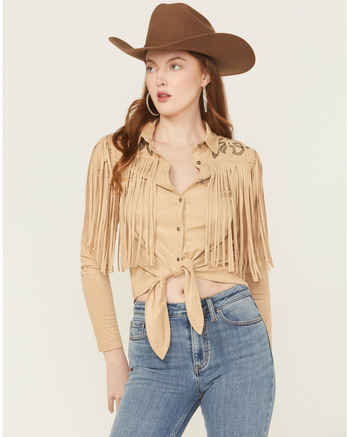 Idyllwind Women | McKinney Faux Suede Long Sleeve Fringe Top