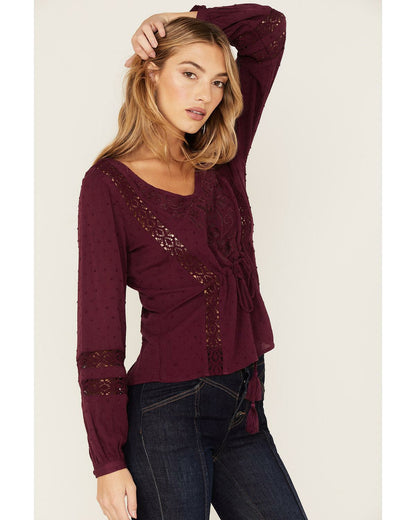 Idyllwind Women | Romance Floral Embroidered Swiss Dot Blouse