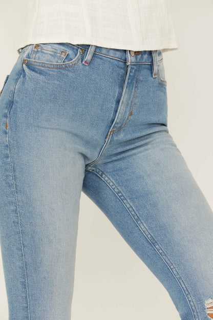 Idyllwind Women | High Risin' Roadtrip Wash Stretch Distressed Knee Flare Jeans