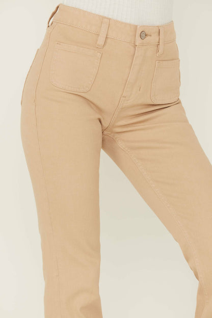 Idyllwind Women | High Risin' Irish Cream Wash Stretch Front Patch Pocket Flare Jeans