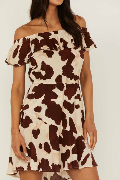 Idyllwind Women | Made For This Off-Shoulder Cow Print Dress