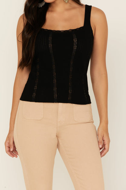 Idyllwind Women | Sparrow Pointelle Rib Lace Tank Top